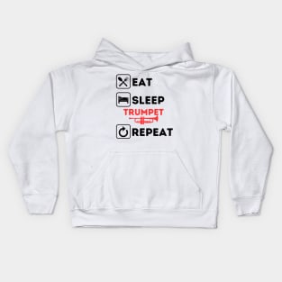 Funny eat sleep trumpet repeat Kids Hoodie